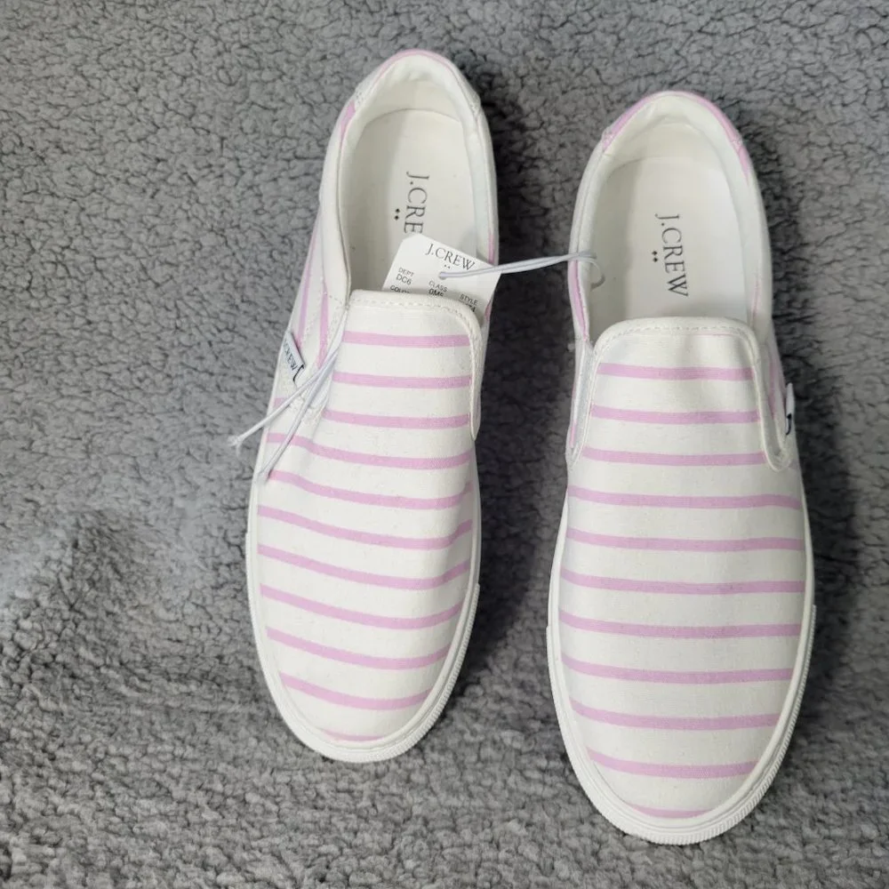 J. Crew Printed road trip slip-on sneakers Smoky Lilac-Ivory Stripe - Picture 7 of 9